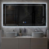 Specchio LED Rettangolare | Pulsanti touch | Funzione anti-appannamento | Luce bianca fredda - Reyze Serie Good Vibes Modello 3
